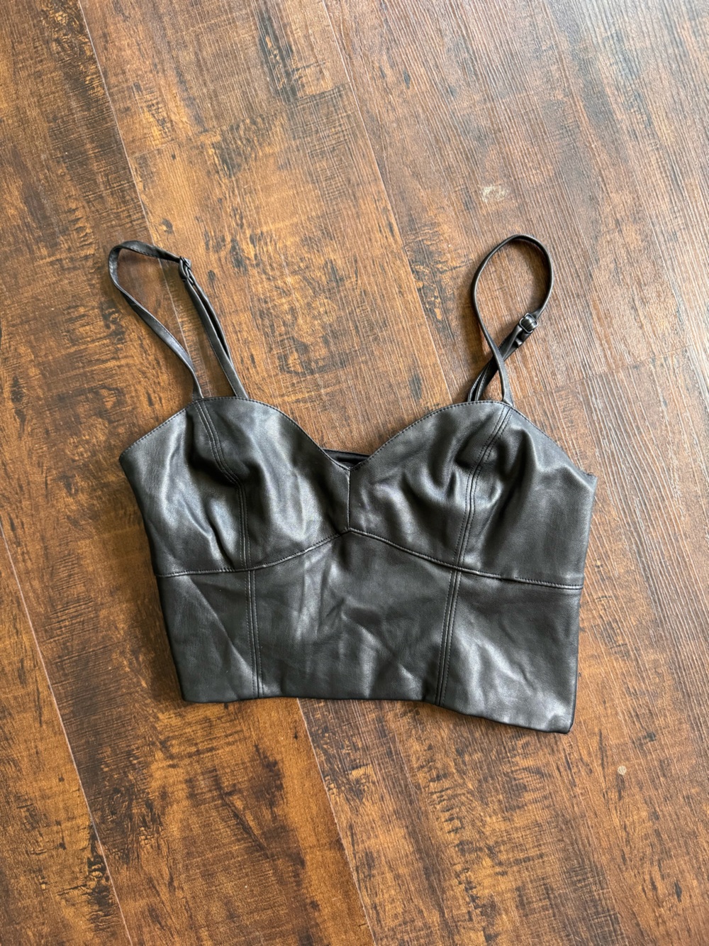 Faux Leather Black Crop Top